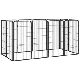 12-Panel Dog Kennel Black 19.7"x39.4" Powder-coated Steel