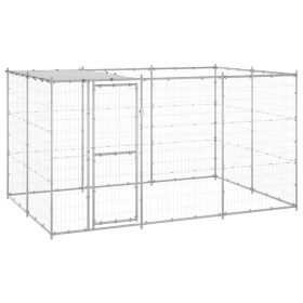 Outdoor Dog Kennel Galvanized Steel with Roof 78.1 ft��