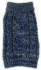 Classic True Blue Heavy Cable Knitted Ribbed Fashion Dog Sweater - X-Small