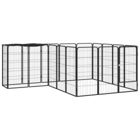 18-Panel Dog Kennel Black 19.7"x39.4" Powder-coated Steel