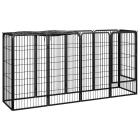 10-Panel Dog Kennel Black 19.7"x39.4" Powder-coated Steel
