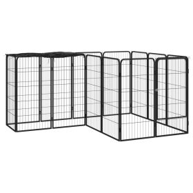 14-Panel Dog Kennel Black 19.7"x39.4" Powder-coated Steel
