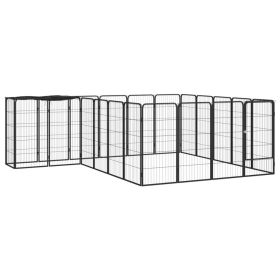 22-Panel Dog Kennel Black 19.7"x39.4" Powder-coated Steel