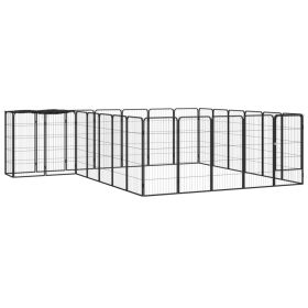 26-Panel Dog Kennel Black 19.7"x39.4" Powder-coated Steel
