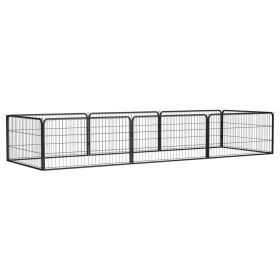 8-Panel Dog Kennel Black 39.4"x19.7" Powder-coated Steel