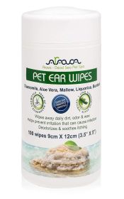Ear Cleaner Wipes for Dogs 100 Count (Natural Medicated Cleansing Deodorizer Removes Dirt Wax)