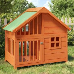 Dog House Brown 37.8"x23.8"x34.3" Solid Wood Pine