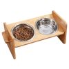 Bamboo Double Raised Bowls with 4 Adjustable Heights