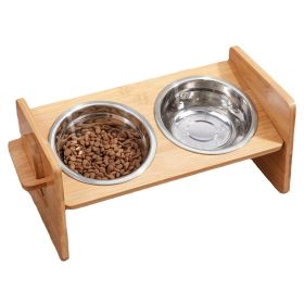 Bamboo Double Raised Bowls with 4 Adjustable Heights