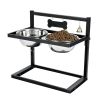 Adjustable Height Stainless Steel Elevated Double Dog Bowls for Pets