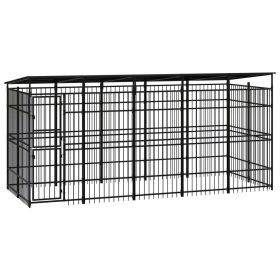 Outdoor Dog Kennel with Roof Steel 99.2 ft��