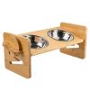Bamboo Double Raised Bowls with 4 Adjustable Heights