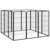 12-Panel Dog Kennel Black 19.7"x39.4" Powder-coated Steel