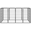 12-Panel Dog Kennel Black 19.7"x39.4" Powder-coated Steel