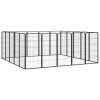 20-Panel Dog Kennel Black 19.7"x39.4" Powder-coated Steel