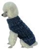 Classic True Blue Heavy Cable Knitted Ribbed Fashion Dog Sweater - Large