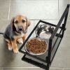 Adjustable Height Stainless Steel Elevated Double Dog Bowls for Pets