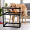 Adjustable Height Stainless Steel Elevated Double Dog Bowls for Pets