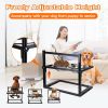 Adjustable Height Stainless Steel Elevated Double Dog Bowls for Pets