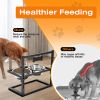 Adjustable Height Stainless Steel Elevated Double Dog Bowls for Pets