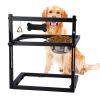 Adjustable Height Stainless Steel Elevated Double Dog Bowls for Pets