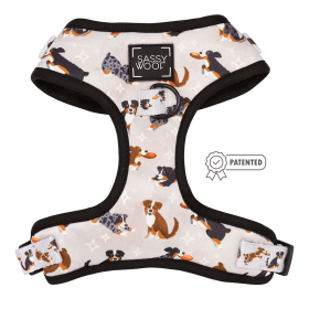 Sassy Woof Brand - Adjustable Harness - Many options! (Color: Too Much Auss, size: small)