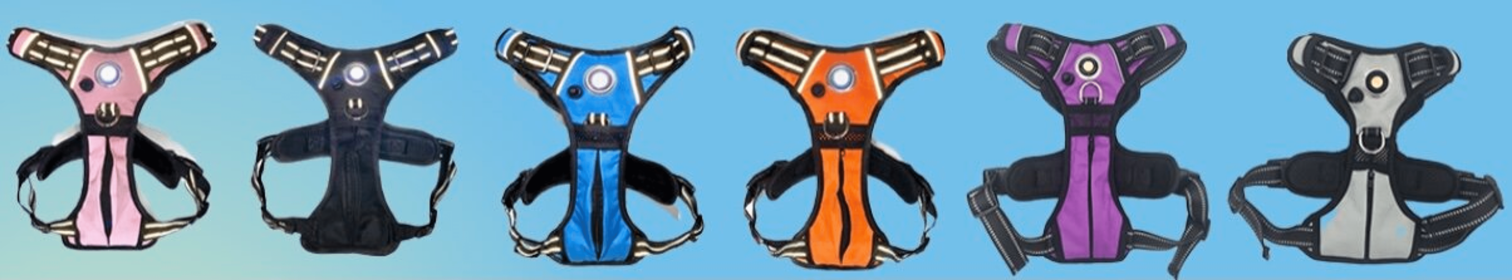 Headlight Harness, Dog Harness with Built In LED Light (Color: Grey, size: large)