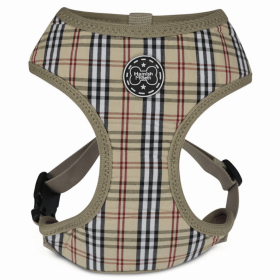 Brown Tartan Dog Harness (Color: Brown, size: large)