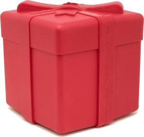 SP Gift Box Durable Rubber Chew Toy & Treat Dispenser (Color: Red, size: medium)