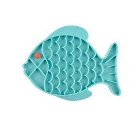 Silicone Lick Mat For Pet Dogs  - Slow Food Plate (Color: Blue)