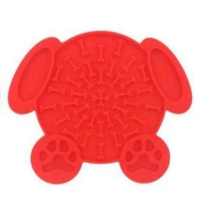 Dog Lick Mat for Anxiety / Wall-Mount Alternative for Slow Feeder (Color: Red)