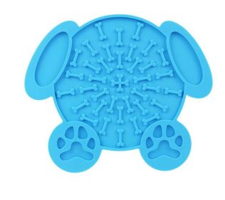 Dog Lick Mat for Anxiety / Wall-Mount Alternative for Slow Feeder (Color: Blue)