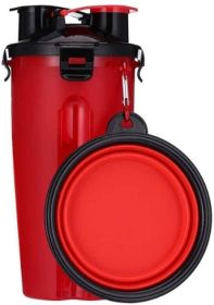 Portable Pet Food Storage and Water Bottle (Color: Red)
