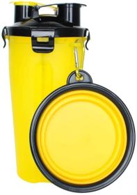 Portable Pet Food Storage and Water Bottle (Color: Yellow)