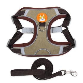 Harness & Leash set: Pet Chest Strap Vest Dog Strap Small Dog (colour: Brown)