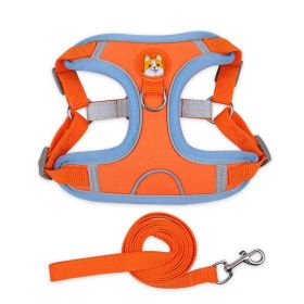 Harness & Leash set: Pet Chest Strap Vest Dog Strap Small Dog (colour: orange)