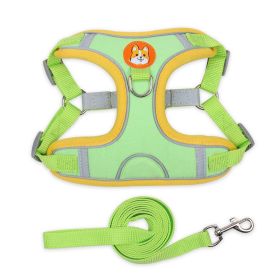 Harness & Leash set: Pet Chest Strap Vest Dog Strap Small Dog (colour: green)