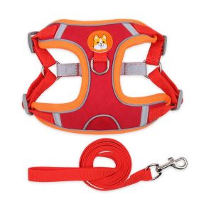 Harness & Leash set: Pet Chest Strap Vest Dog Strap Small Dog (colour: red)