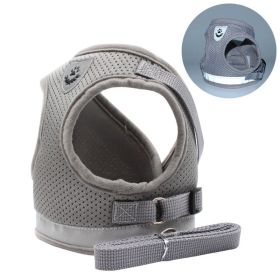 Harness & Leash set: Reflective stitching, mesh harness (colour: silver grey)