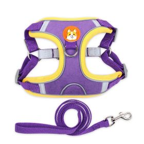 Harness & Leash set: Pet Chest Strap Vest Dog Strap Small Dog (colour: purple)